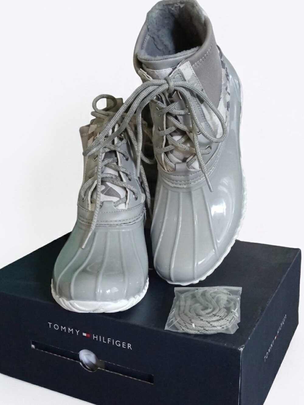 Gray Women's Tommy Hilfinger Waterproof Ankle Duck Boots